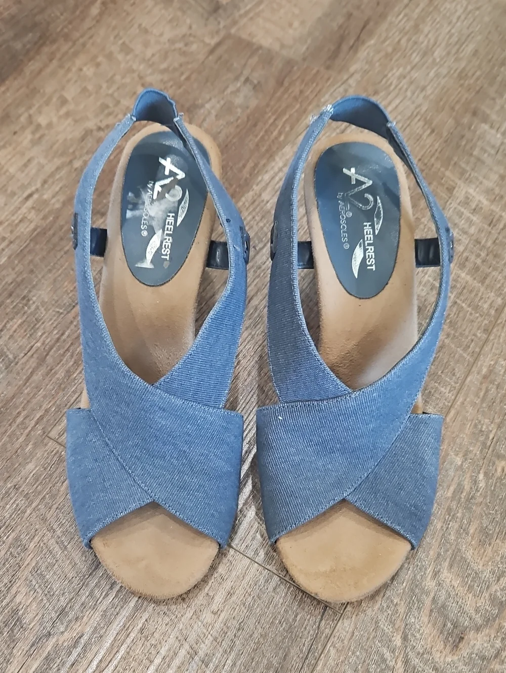 Women's Blue Crossband Slingback Sandals